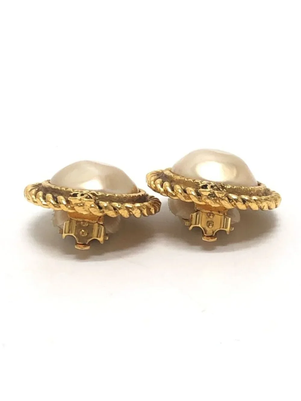 Chanel Earrings CC Logo Metal Gold